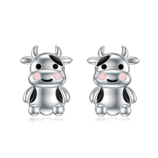 Sterling Silver Cow Stud Earrings-19