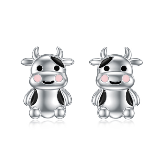 Sterling Silver Cow Stud Earrings