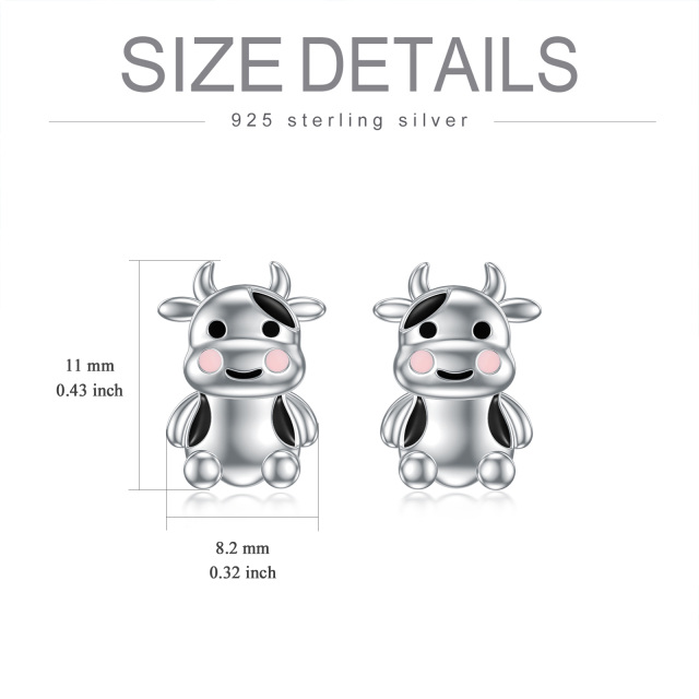 Sterling Silver Cow Stud Earrings-6