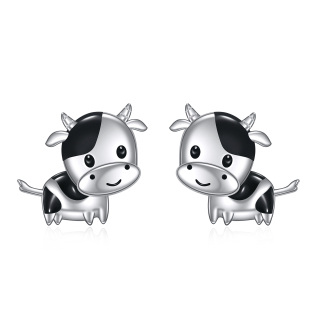 Sterling Silver Cow Stud Earrings-37