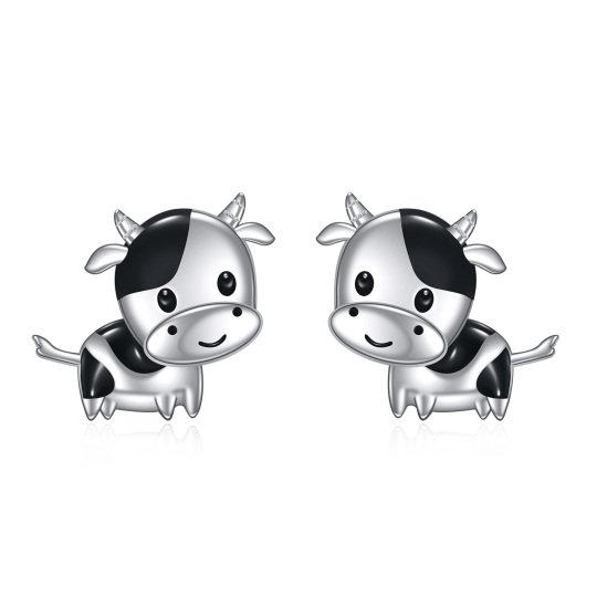 Sterling Silver Cow Stud Earrings