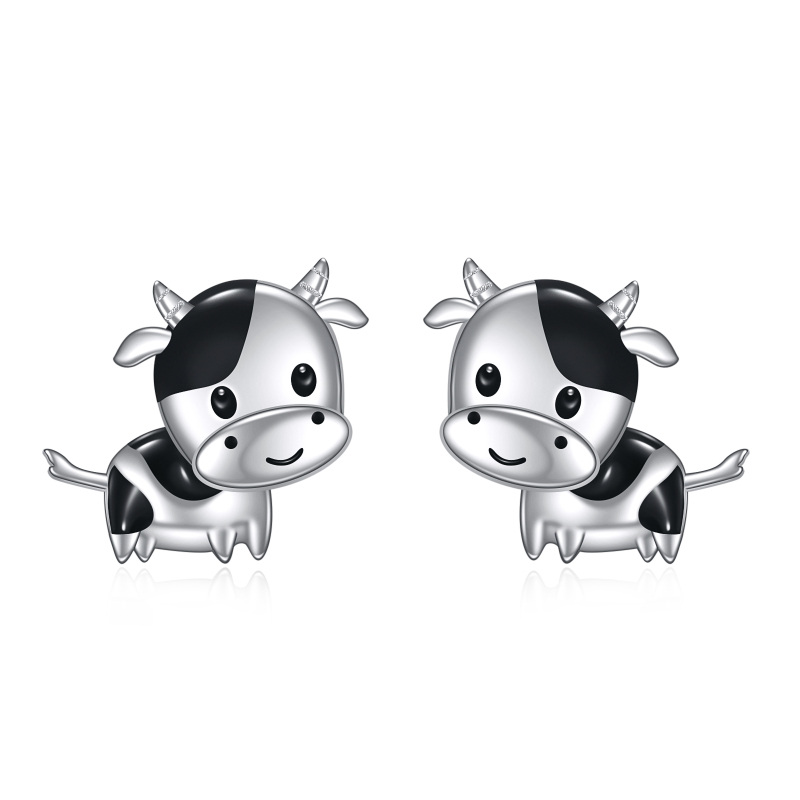 Sterling Silver Cow Stud Earrings-19