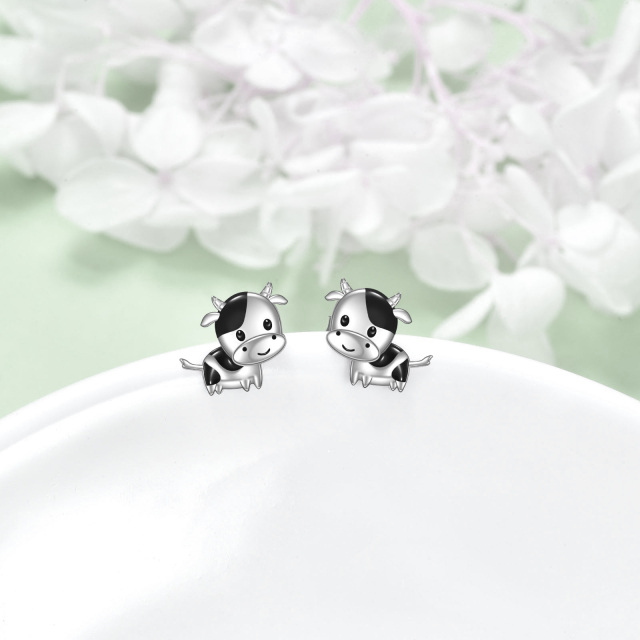 Boucles d'oreilles vache en argent sterling-3