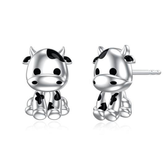 Sterling Silver Cow Stud Earrings