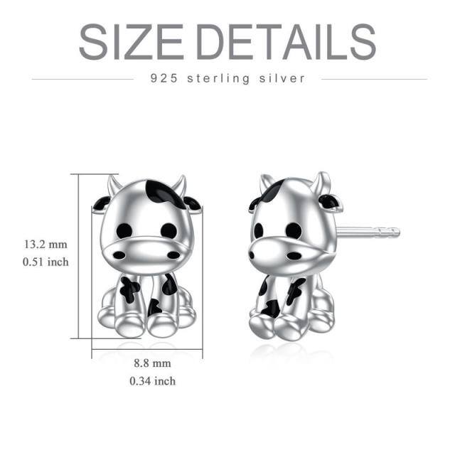 Sterling Silver Cow Stud Earrings-6