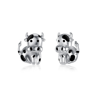 Sterling Silver Cow Stud Earrings-12