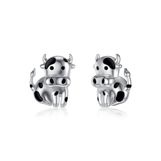 Boucles d'oreilles à tige en forme de vache en argent sterling