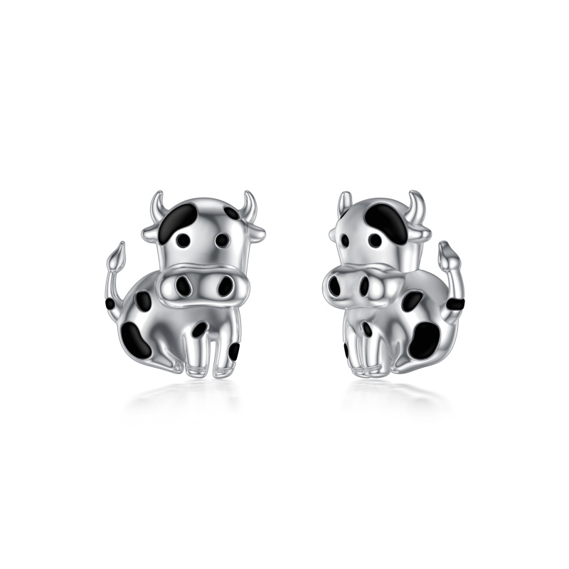 Sterling Silver Cow Stud Earrings-18