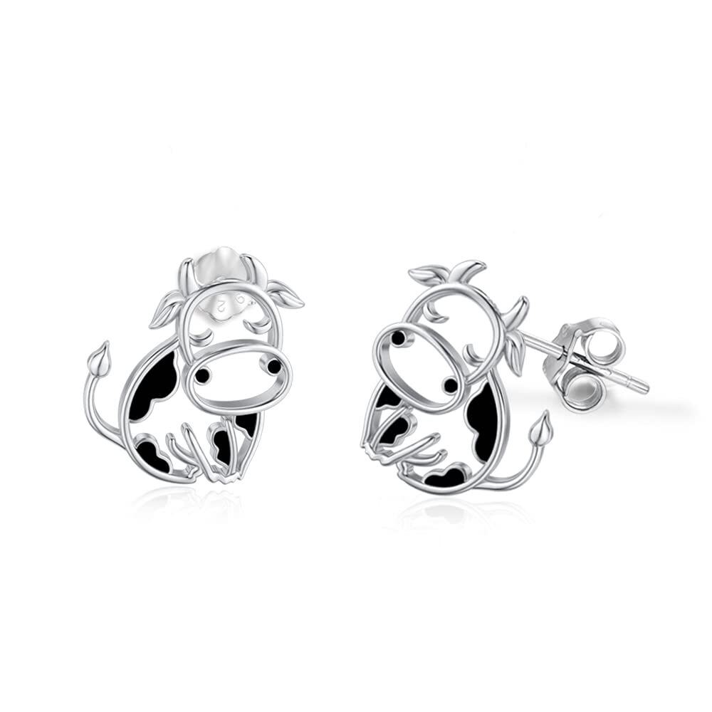 Boucles d'oreilles vache en argent sterling-1