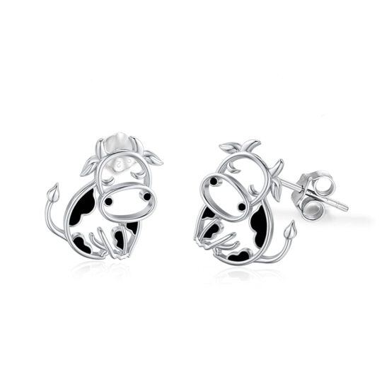 Sterling Silver Cow Stud Earrings