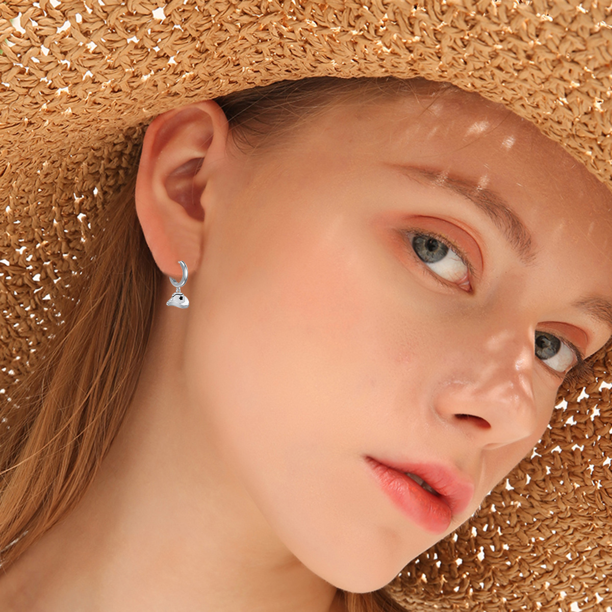 Boucles d'oreilles en argent sterling avec chapeau de cow-boy-2