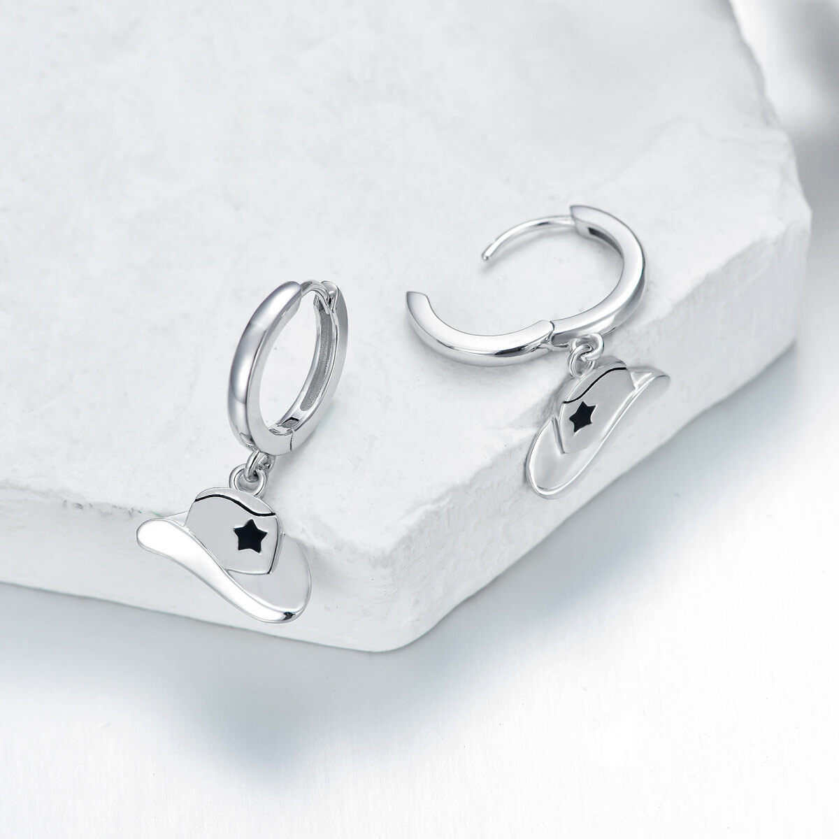 Boucles d'oreilles en argent sterling avec chapeau de cow-boy-4