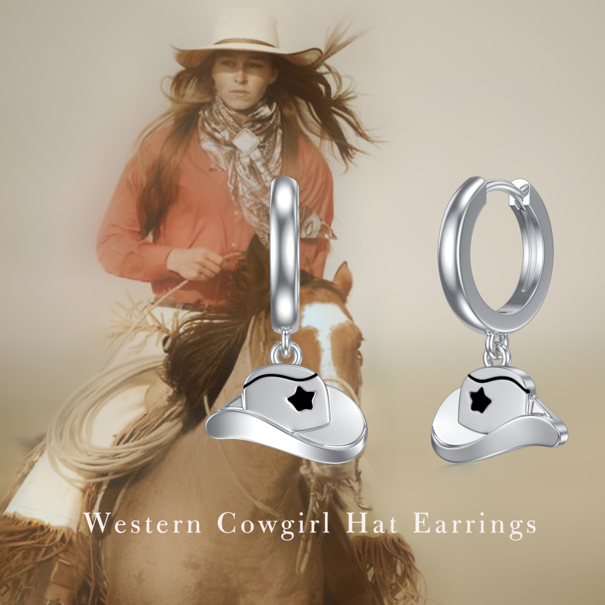 Orecchini a goccia con cappello da cowboy in argento 925-6