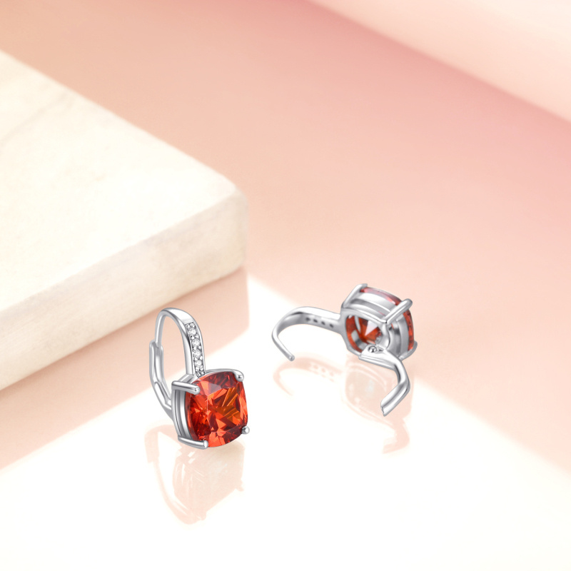 Kolczyki zwisające z kamieniem szlachetnym w szlifie owalnym, wykonane ze srebra próby 925, z zapięciem dźwigniowym-2