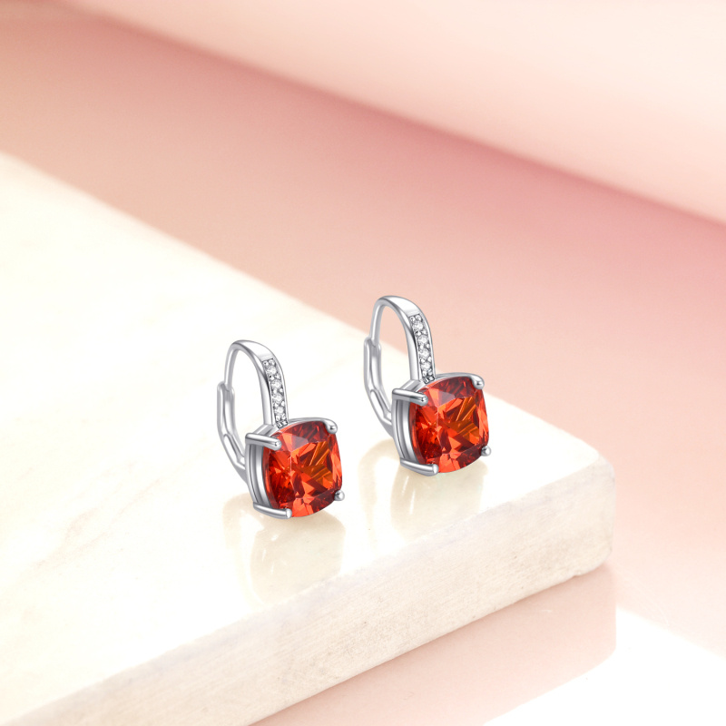 Kolczyki zwisające z kamieniem szlachetnym w szlifie owalnym, wykonane ze srebra próby 925, z zapięciem dźwigniowym-3