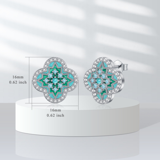 Sterling Silber erstellt Turmalin vier Blatt Klee Ohrstecker-5