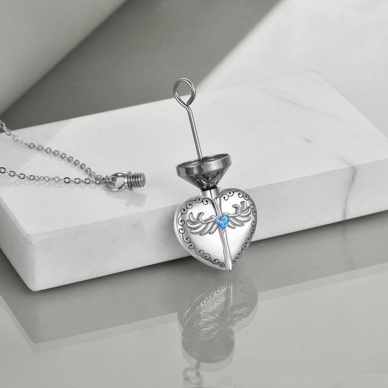 Sterling Silver Cross Angel Wings Heart Love Urn Necklace For Ashes Memorial Keepsake Pendant Cremation Jewellery-2