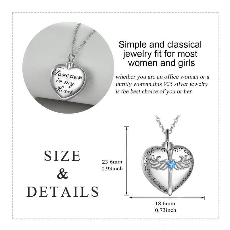 Sterling Silver Cross Angel Wings Heart Love Urn Necklace For Ashes Memorial Keepsake Pendant Cremation Jewellery-4