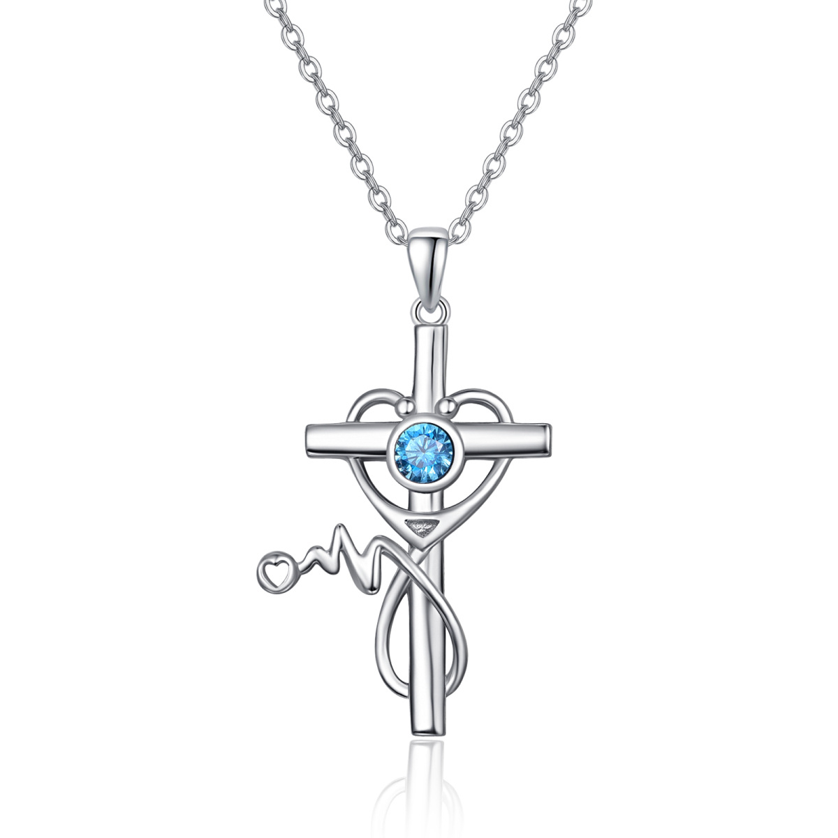 Collana a barre incrociate in argento sterling con zirconia cubica-1