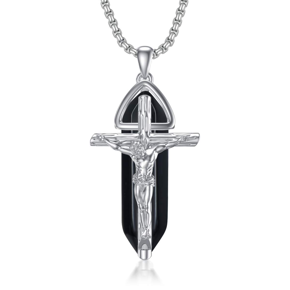 Collier croix en argent sterling avec pendentif en cristal-1