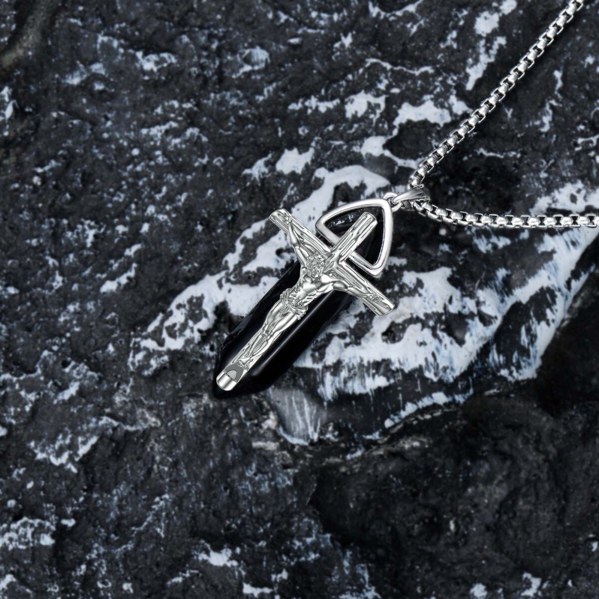 Collier croix en argent sterling avec pendentif en cristal-4