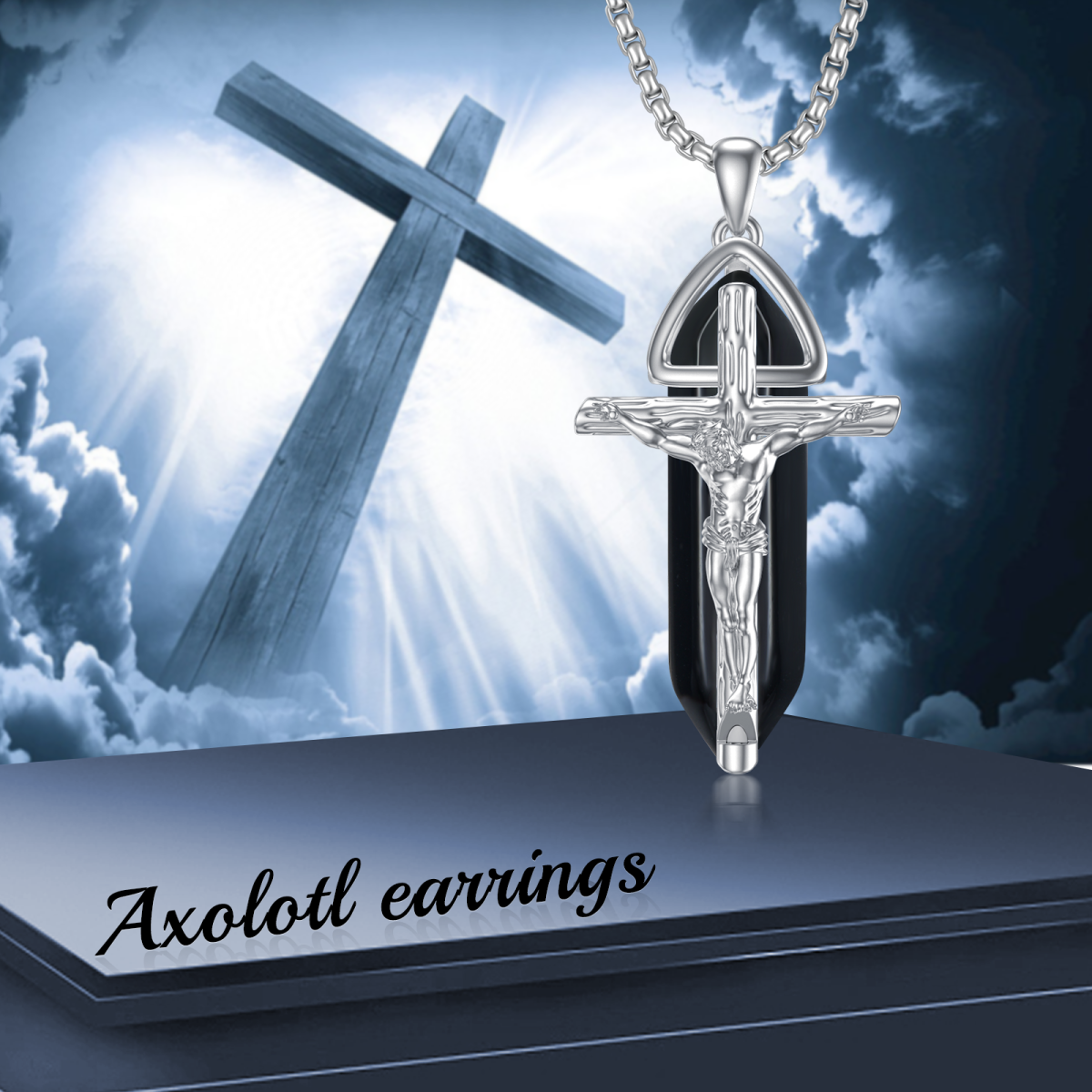 Sterling Silver Cross Crystal Pendant Necklace-5