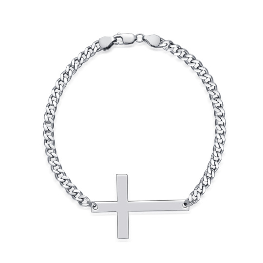 Sterling Silber Kreuz Curb Link Kette Armband