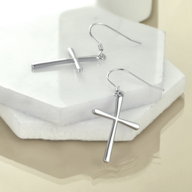 Boucles d'oreilles Croix en argent sterling-3