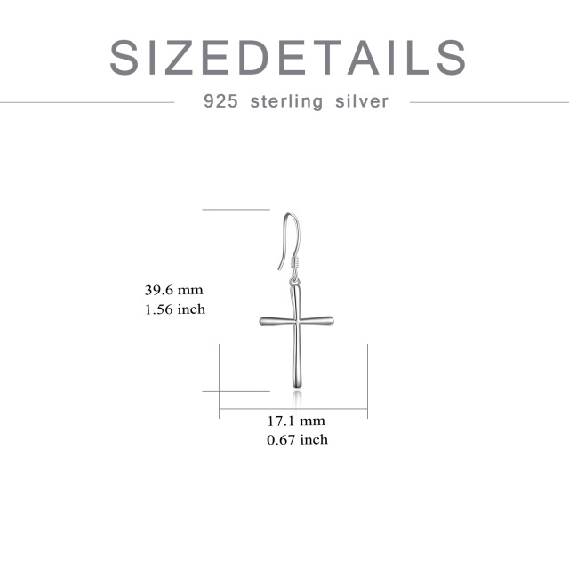 Sterling Silber Kreuz Tropfen Ohrringe-5