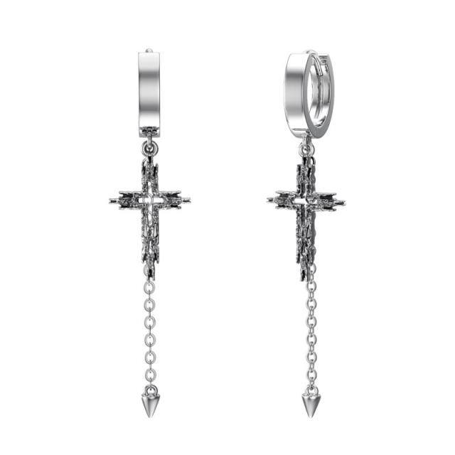 Boucles d'oreilles Croix en argent sterling-1