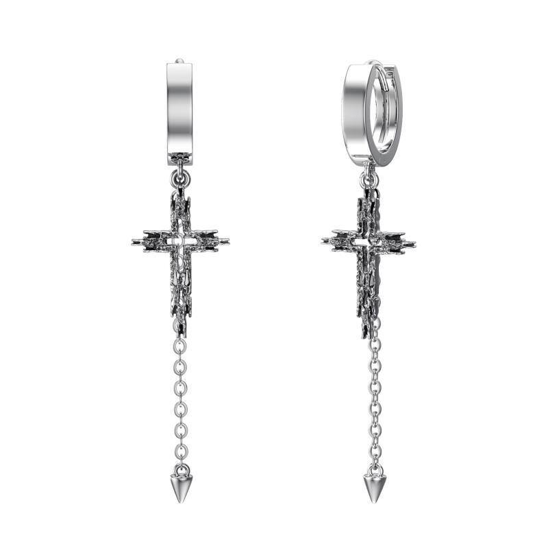 Sterling Silver Cross Drop Earrings