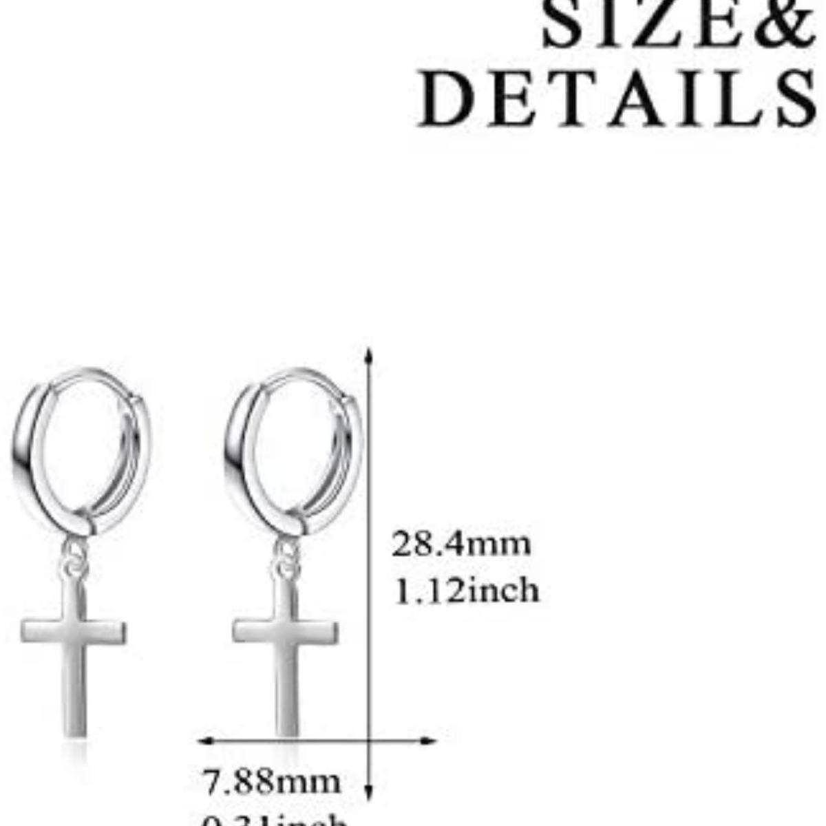 Sterling Silver Cross Drop Earrings-7