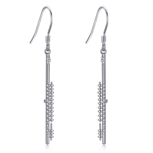 Sterling Silver Cubic Zirconia Cross Drop Earrings-1