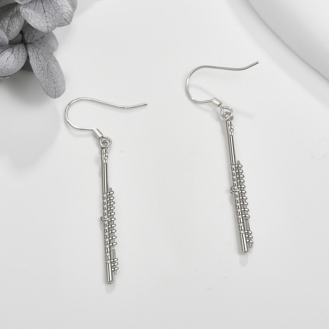 Orecchini pendenti a croce in argento sterling con zirconi cubici-3