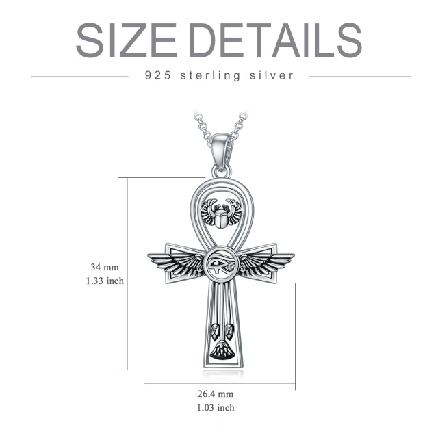 Collier en argent sterling avec pendentif croix et œil d'Horus pour hommes-5