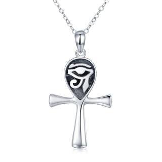 Sterling Silver Cross & Eye Of Horus Pendant Necklace-19