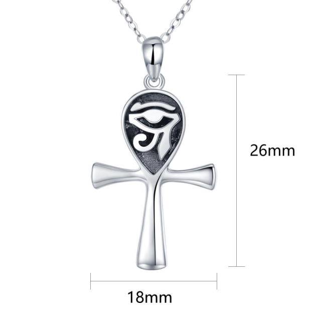 Sterling Silver Cross & Eye Of Horus Pendant Necklace-3