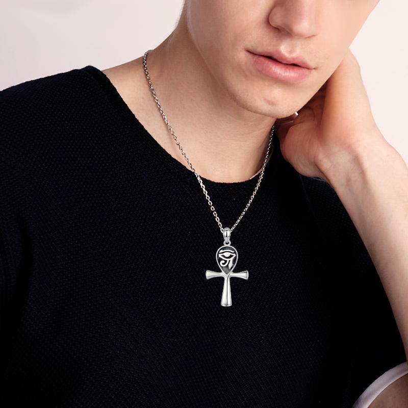 Collier pendentif croix oeil d'Horus en argent sterling-6