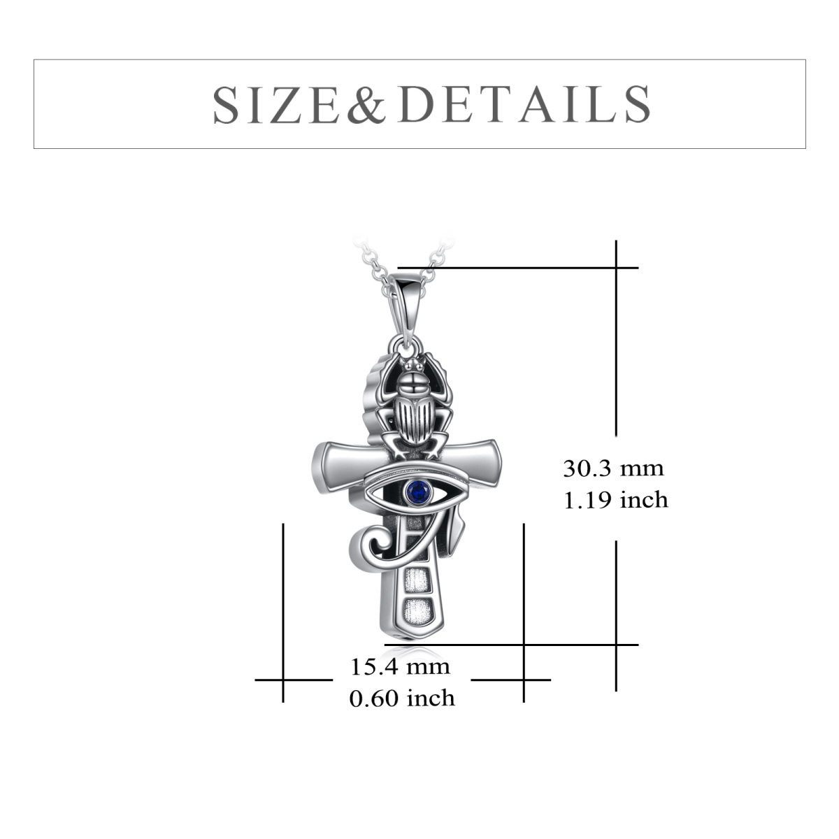 Collana con croce e occhio di Horus in argento sterling per le ceneri-6