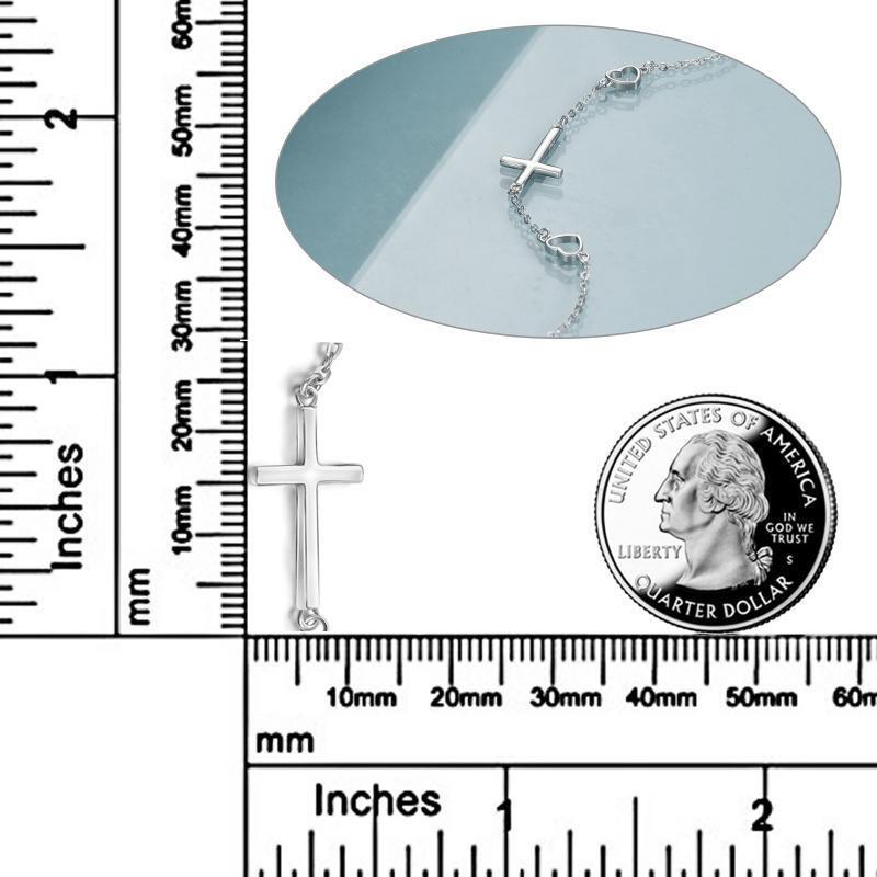 Sterling Silber Kreuz & Herz-Anhänger-Armband-3