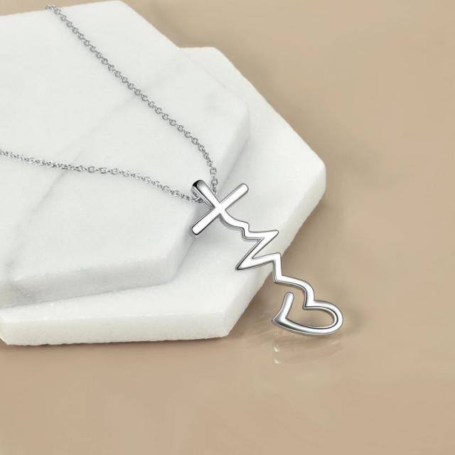 Collana con ciondolo a forma di cuore in argento sterling-4