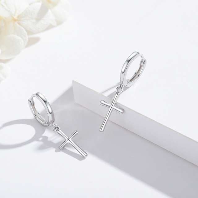 Boucles d'oreilles en argent sterling avec croix-5