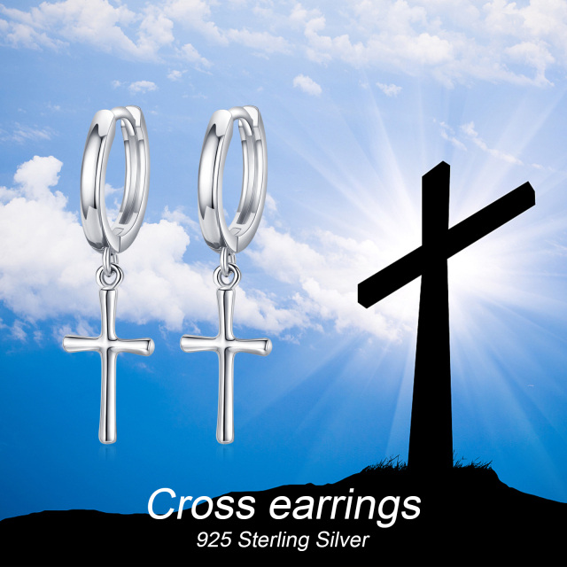 Boucles d'oreilles en argent sterling avec croix-7