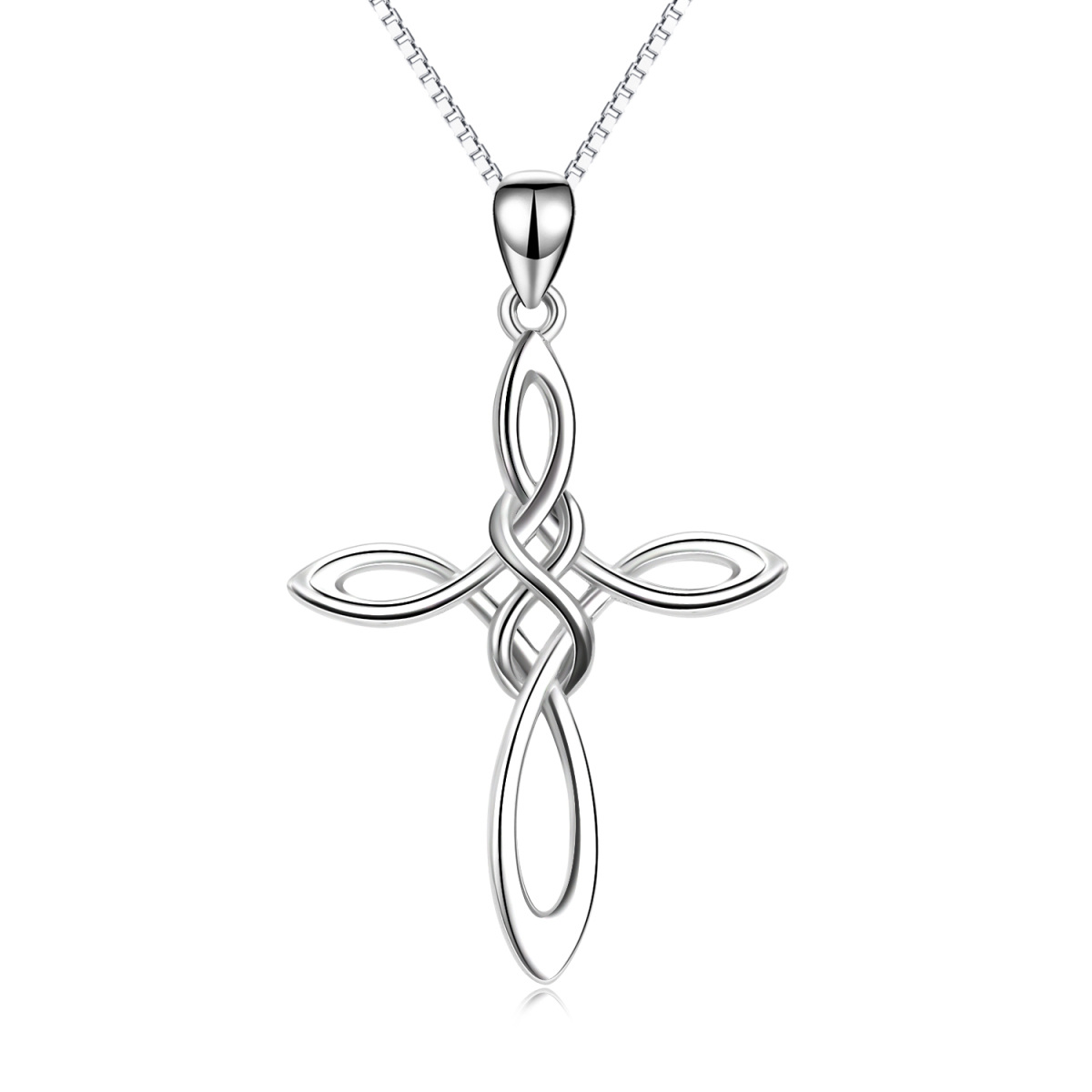 Collier en argent sterling avec pendentif croix et symbole de l'infini-1