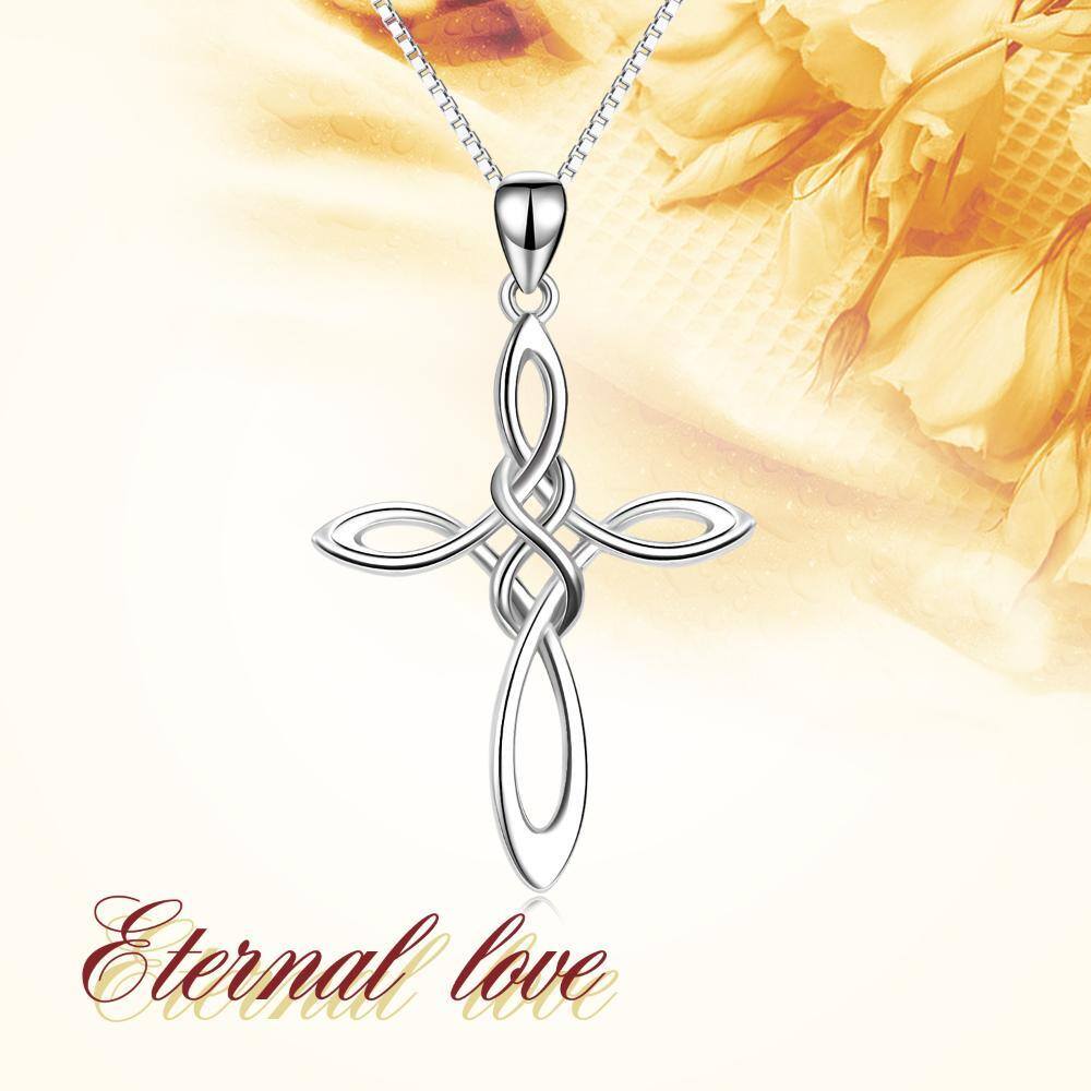 Collier en argent sterling avec pendentif croix et symbole de l'infini-3