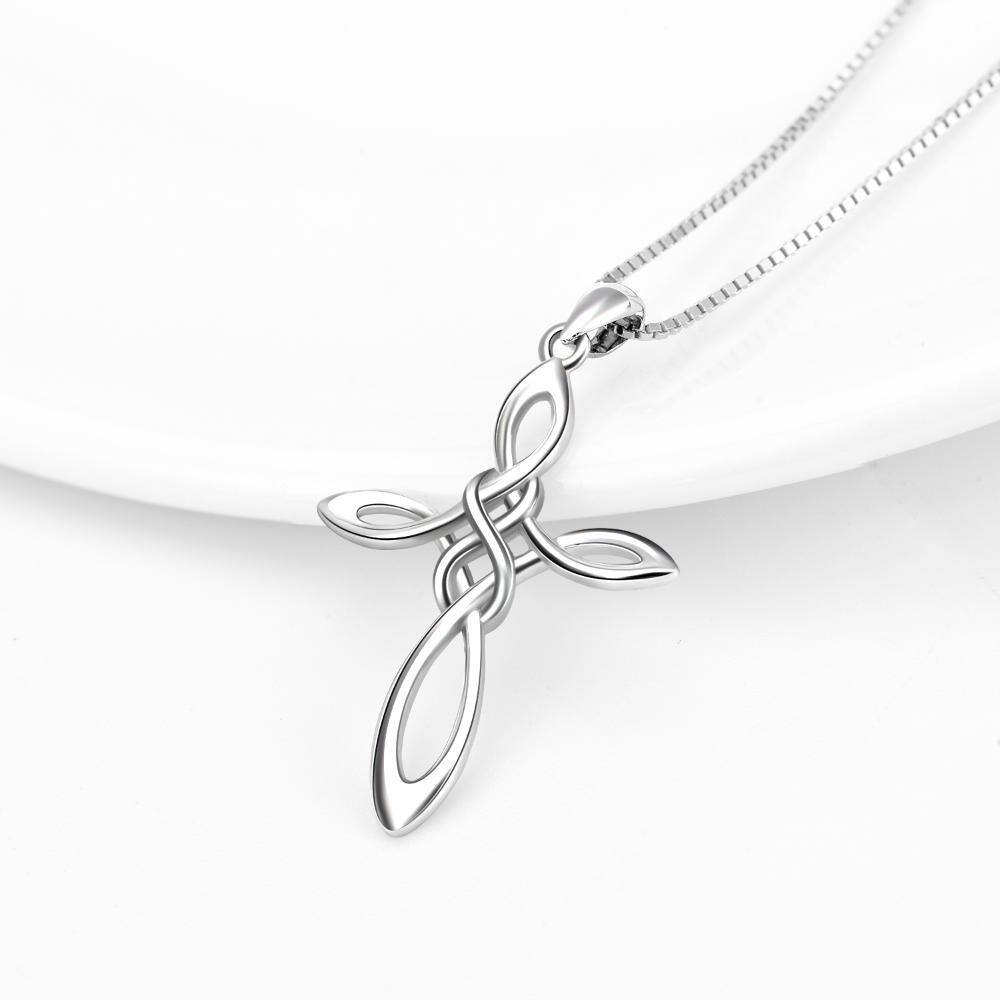 Collier en argent sterling avec pendentif croix et symbole de l'infini-4