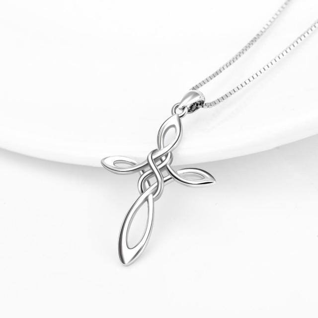 Sterling Silver Cross & Infinity Symbol Pendant Necklace-4