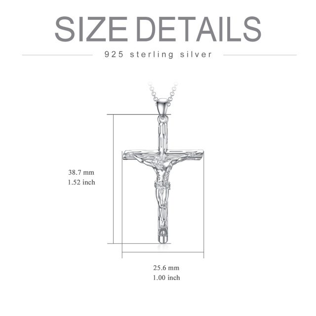 Halskette mit Pfeifenanhänger aus Sterlingsilber mit Kreuz und Jesus-Kruzifix für Herren-5