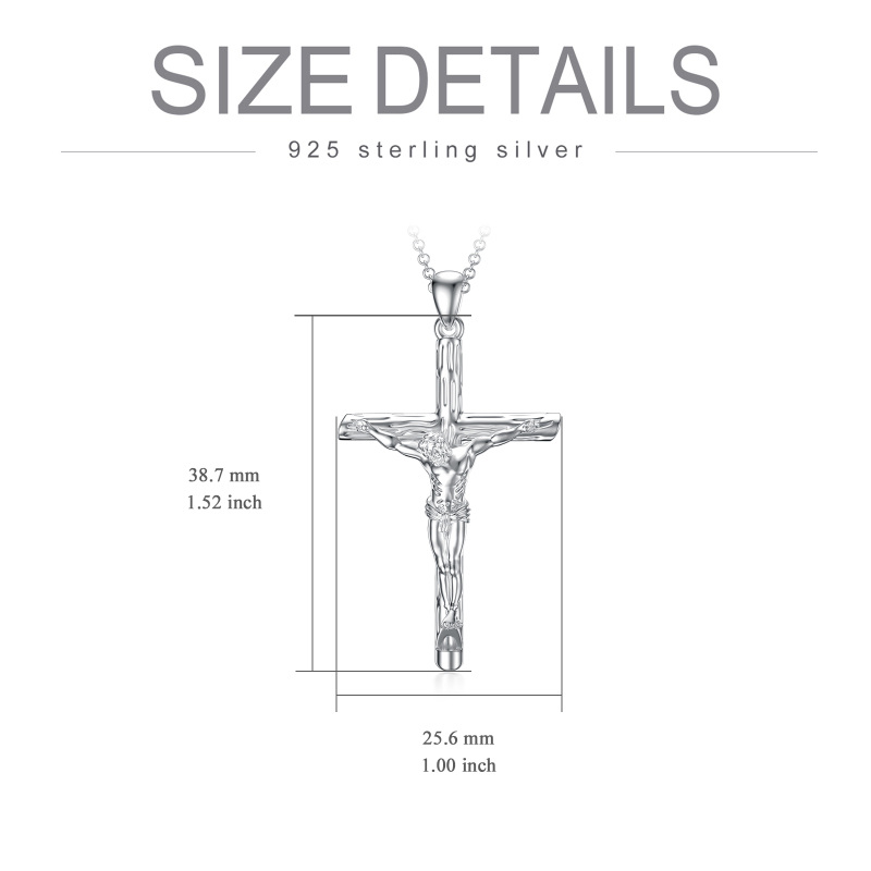 Colar com pingente de apito de crucifixo de Jesus em prata esterlina para homens-5