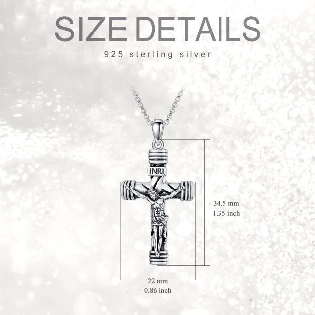 Sterling zilveren kruis & Jezus hanger ketting voor mannen-5